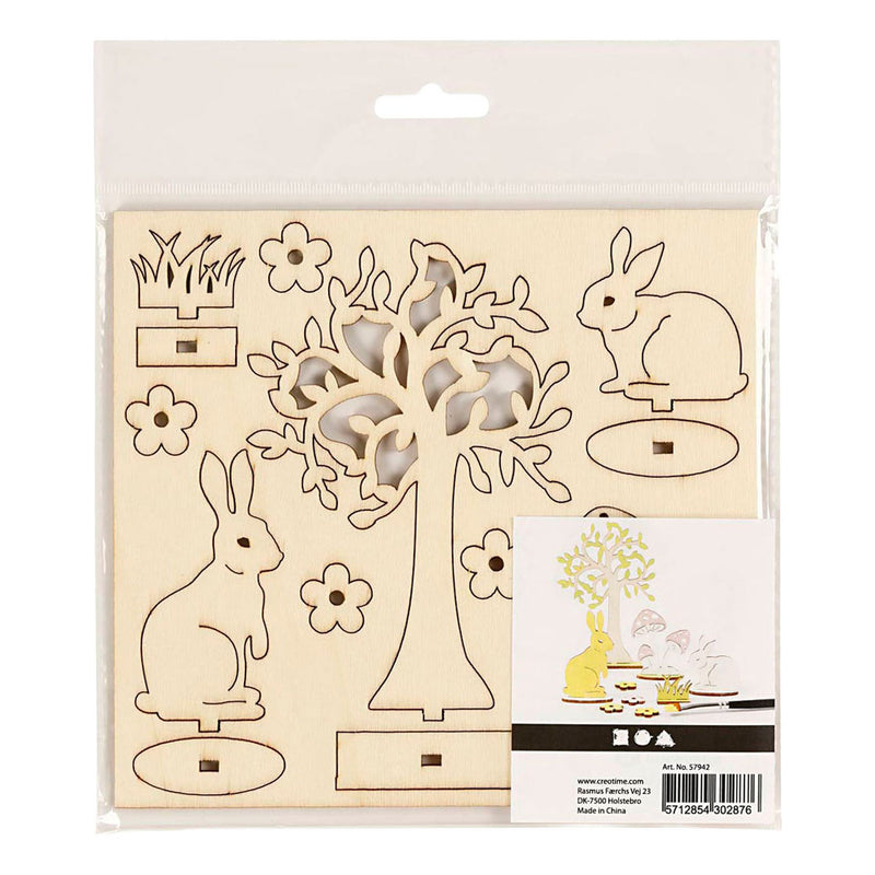 Load image into Gallery viewer, Creativ company diy houten figuren hazen, boom en paddestoelen
