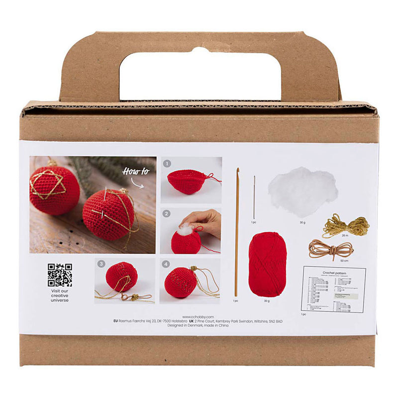 Load image into Gallery viewer, Creativ company hobbyset haken kerstbellen - rood
