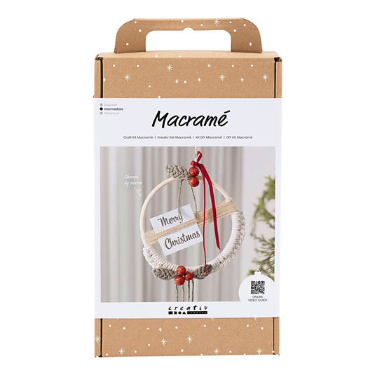 Creativ company http: www.cchobby.nl hobbyset-macrame-kerstkrans-mosgroen-kerstrood-off-white-1-doos