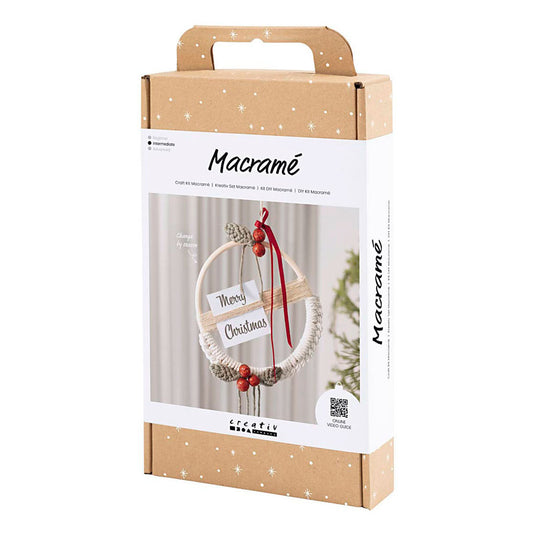 Creativ company http: www.cchobby.nl hobbyset-macrame-kerstkrans-mosgroen-kerstrood-off-white-1-doos