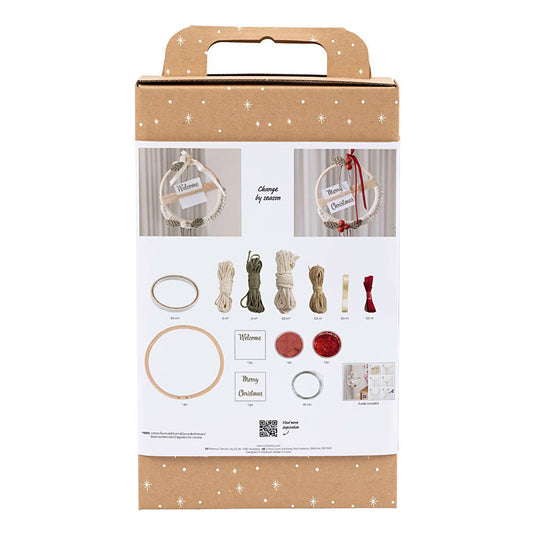 Creativ company http: www.cchobby.nl hobbyset-macrame-kerstkrans-mosgroen-kerstrood-off-white-1-doos
