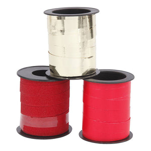 Creativ company cadeaulint 10mm goud, rood, rood glitter - 3x15m