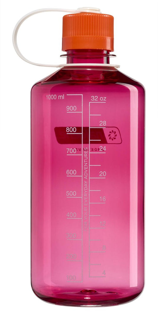Nalgene - narrow mouth bottle - drinkfles - waterfles - 1000ml - bpa free - sustain - fuchsia purple w flame nieuw