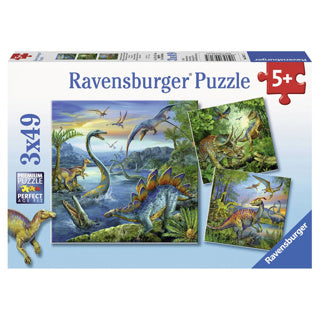 Load image into Gallery viewer, Ravensburger puzzel dinosauriërs 3x49 stuks
