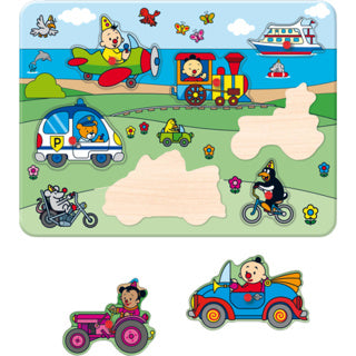 Bumba puzzel - houten inlegpuzzel - voertuigen