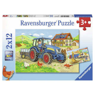 Ravensburger - Op de Bouwplaats en Boerderij Puzzel 2x12 stuks