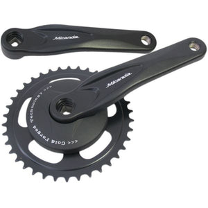 Miranda crankstel Alfa 1 38T, cranklengte 170mm. zwart, aluminium, spieloos. met disc