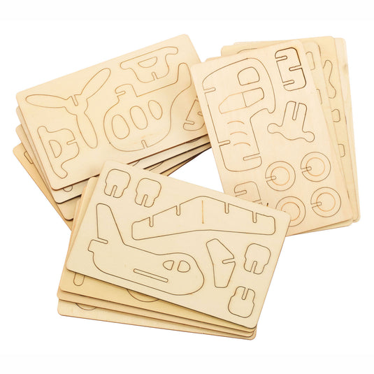 Colorations bouwpakketje houten 3d voertuigen, set van 4