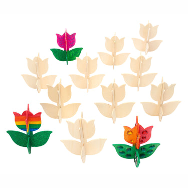 Colorations - maak en versier je eigen houten tulp, set van 12