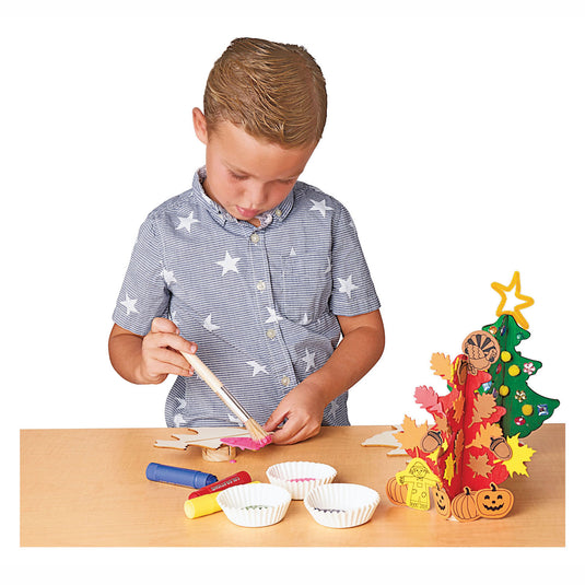 Colorations maak je eigen houten kerstboom, set van 12