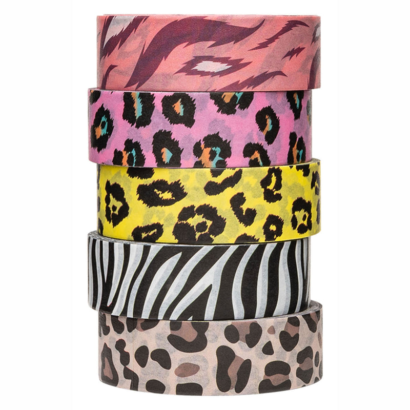 Load image into Gallery viewer, Colorations washi tape dieren patronen 5 rollen decoratie 5 meter.
