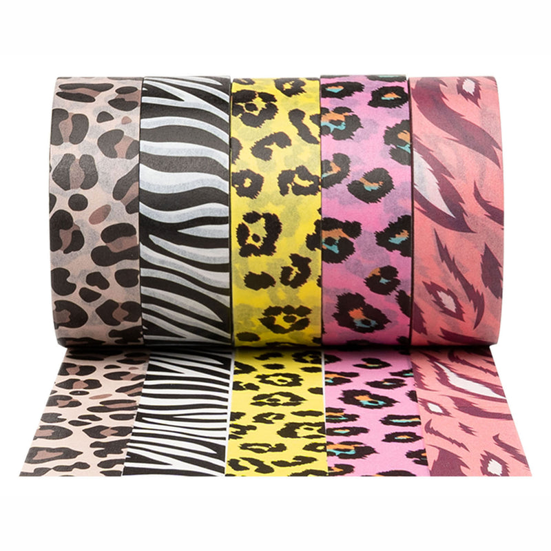 Load image into Gallery viewer, Colorations - washi tape dieren patronen 5 rollen, 5mtr.
