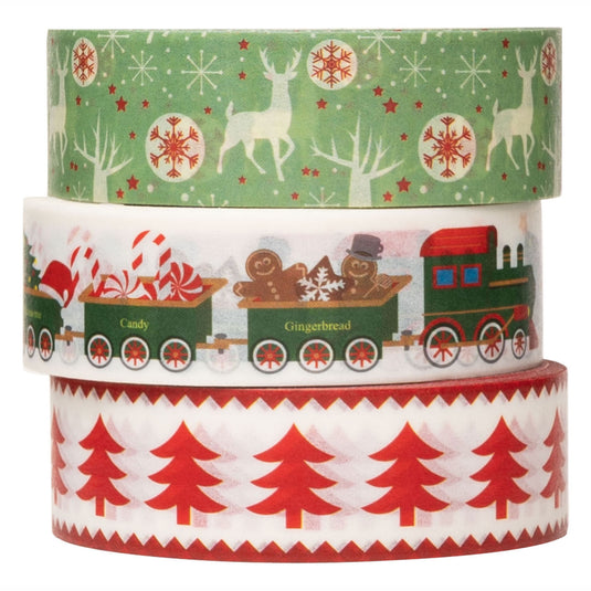 Colorations - washi tape kerst 3 rollen, 5mtr.