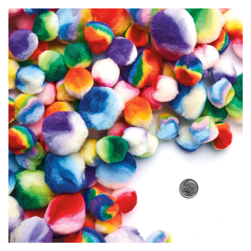 Load image into Gallery viewer, Colorations - regenboog gestreepte pom poms, 180st.
