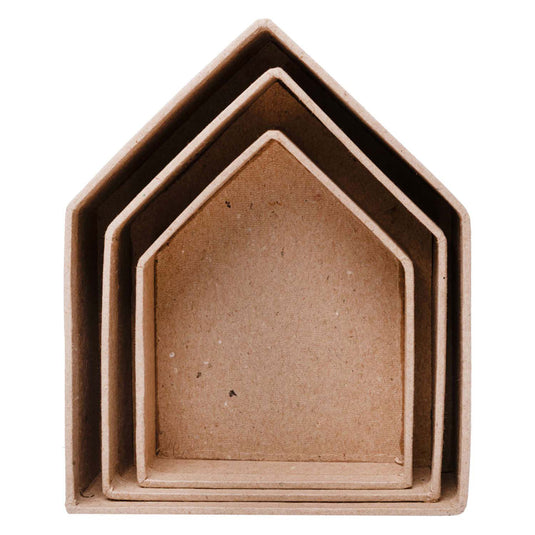 Colorations - papier-mache huisjes, 3st.