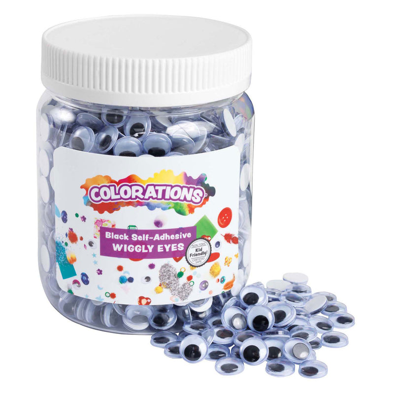 Load image into Gallery viewer, Colorations - zwarte zelfklevende wiebeloogjes, 1000st.
