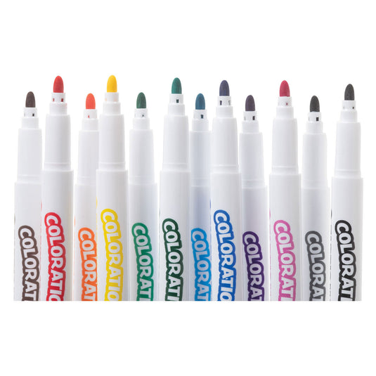 Colorations - permanente textielstiften in 12 kleuren - 24st.