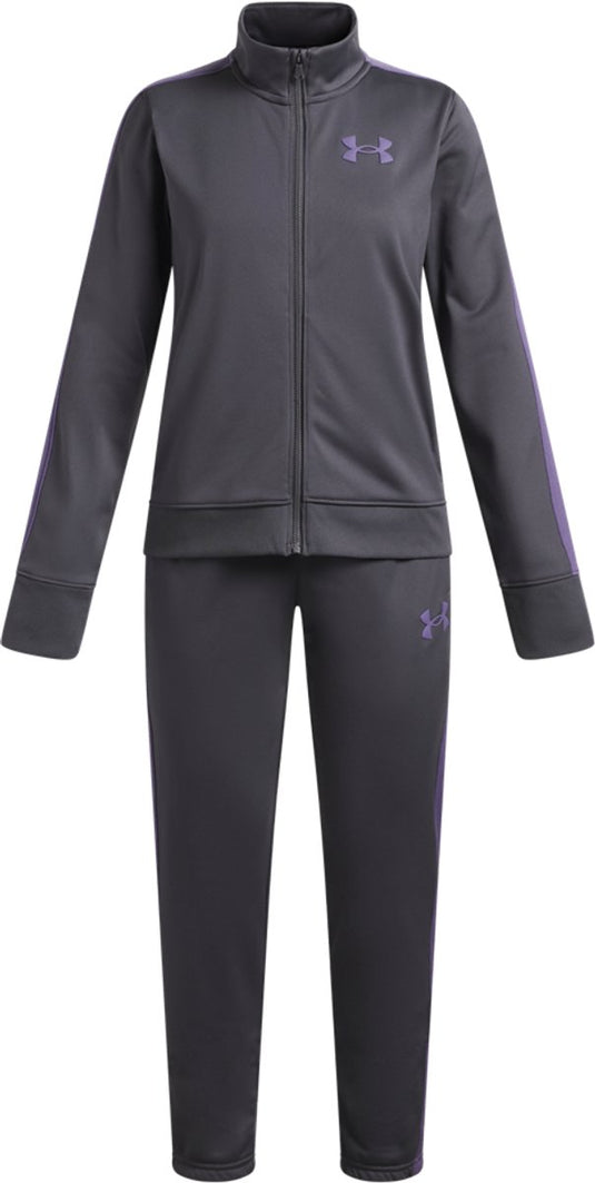 Under armour ua rival knit track suit-gry meisjes trainingspak - castlerock - paars luxe - paars luxe