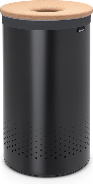 Brabantia wasmand - met deksel - 60 l - matt black kurken deksel