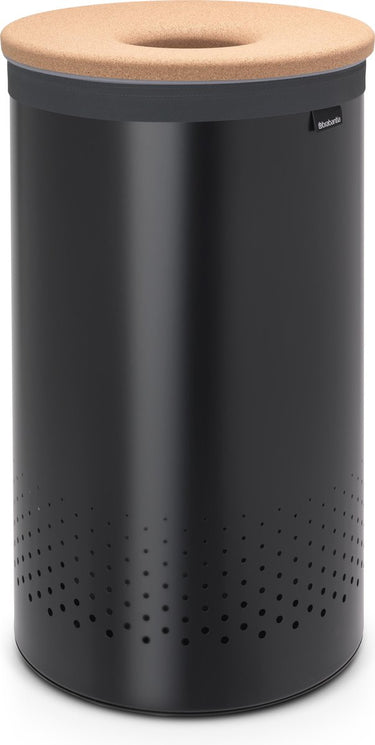 Brabantia wasmand - met deksel - 60 l - matt black kurken deksel