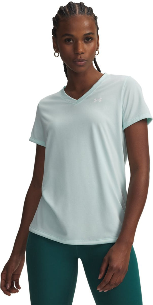 Under armour tech ssv- solid-grn dames sportshirt - refresh mint - wit