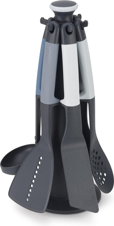 Joseph joseph josephjoseph - elevate - carrousel - editions sky - keukenhulpen met houder - set van 6 stuks - blauw grijs