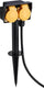Q-link stekkerdoos - 2-voudig - op spie - randaarde - spatwaterdicht (ip44) - 3 x 1.5 mmâ² - 3 m - rubber - zwart