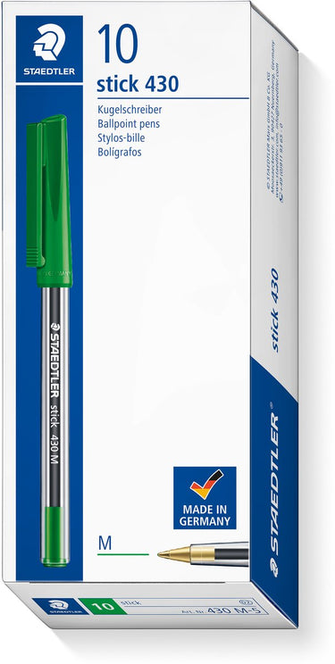 Staedtler - stick 430 - balpen - medium - groen - doos met 10 stuks