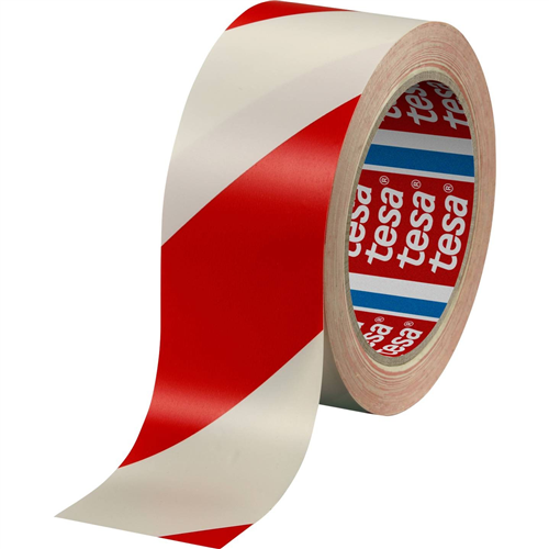 Tesa tape rood wit 50mm 33mtr