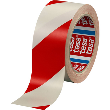 Tesa 60760-00088-15 vloermarkeringstape professional rood wit (l x b) 33 m x 50 mm 1 stuk(s)
