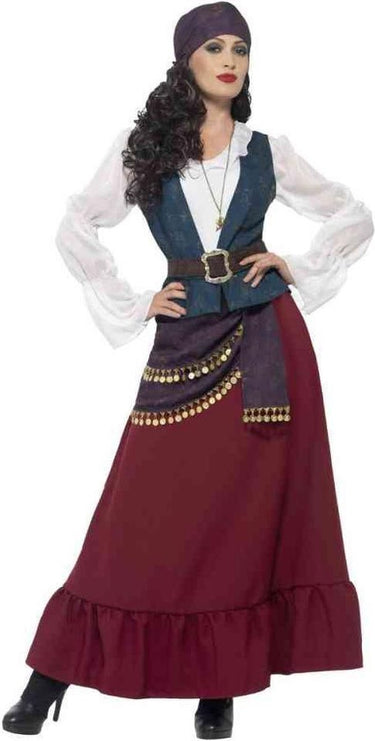 Smiffys - deluxe pirate buccaneer beauty kostuum - m - multicolours