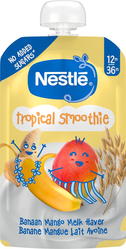 Nestlé tropical smoothie banaan mango melk haver - 12+ maanden - 8 x 110g