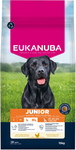 Eukanuba junior grote rassen - droogvoer - kip - 15kg