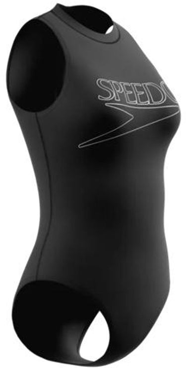 Speedo endurance+ logo hydrasuit 1 piece dames sportbadpak - kleurvast badpak dames - chloorbestendig zwempak dames - sportbadpak dames met ritssluiting - zwart wit - 40