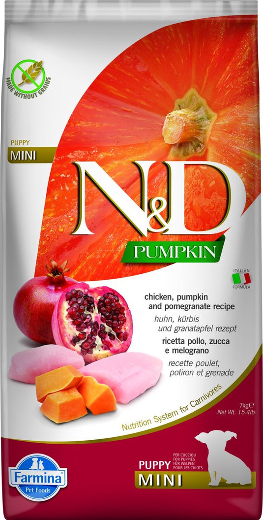 N d farmina chicken, pumpkin pomegranate puppy mini - droog hondenvoer - 7 kg
