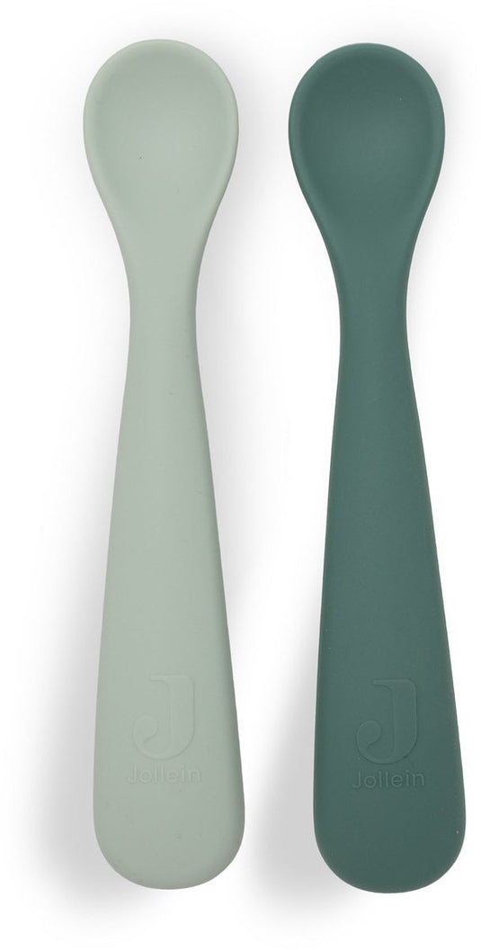 Jollein babylepel - baby bestek siliconen - jade shades - 2 stuks