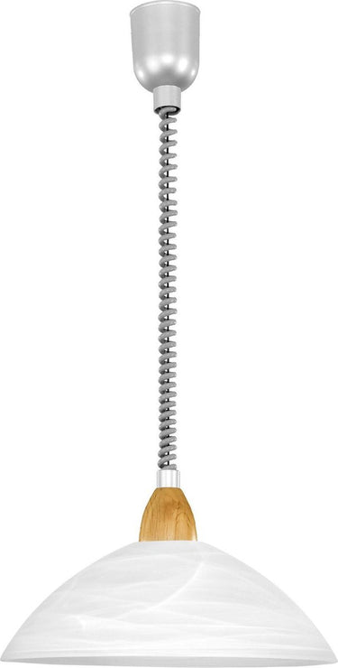 Eglo lord 2 - hanglamp - 1 lichts - ø360mm. - zilver, nikkel-mat, beuk - wit