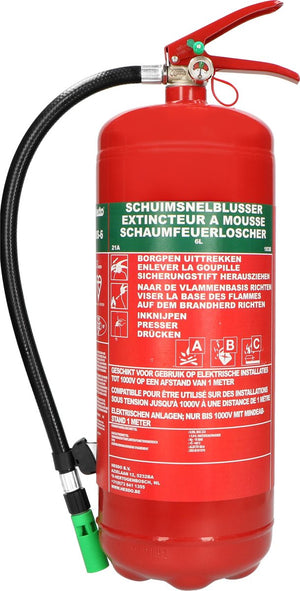 Alecto bs-6 brandblusser - schuimblusser 6 liter - brandklasse ab - inclusief ophangbeugel