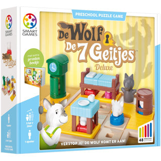 Smartgames de wolf en de 7 geitjes - logisch denkspel voor kleuters jonge kinderen - 48 opdrachten met prentenboek - educatief solospel - vanaf 3 jaar