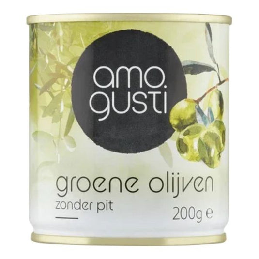 Amogusti olijven groen zonder pit blik (8x 200 gr)