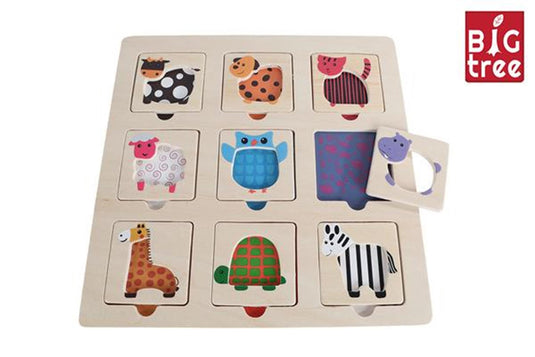 Big tree inlegpuzzel hout zoek het dier 9pc