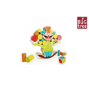 Big tree balansspel clown hout 15-delig 18cm