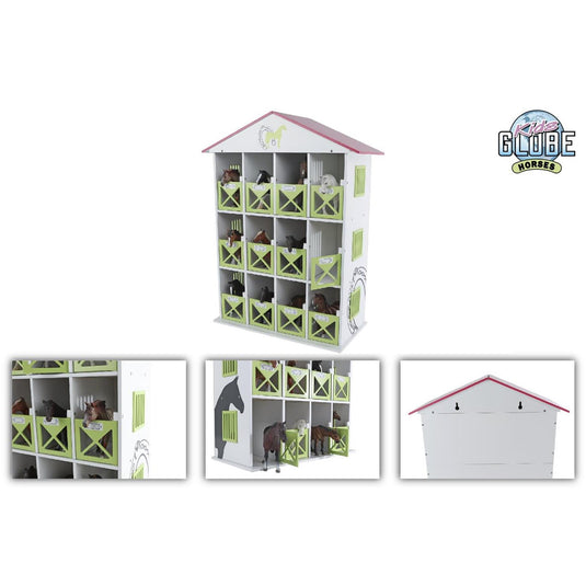 Kids globe paardenstal hotel met 12 boxen 1:24 19x41x53cm