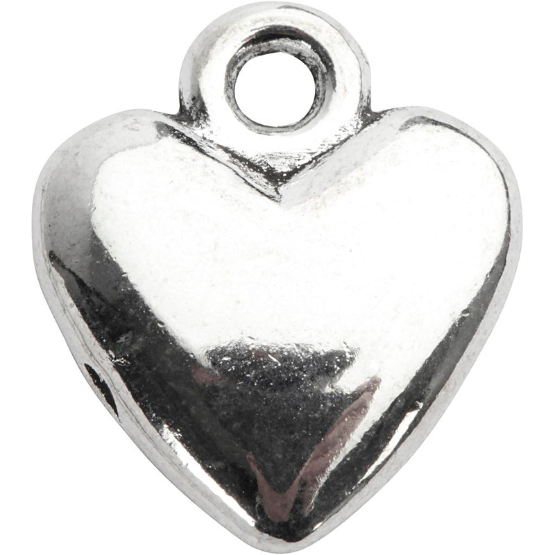 Load image into Gallery viewer, Creativ company https: www.cchobby.nl hartvormige-hanger-afm-13x15-mm-verzilverd-10-stuk-1-doos

