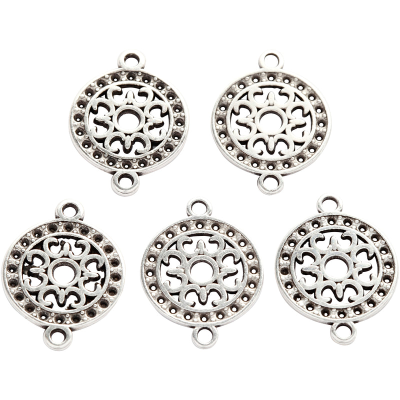 Afbeelding laden in galerijviewer, Https: www.cchobby.nl sieraden-hanger-d-14-mm-gatgrootte-1-2-mm-verzilverd-5-stuk-1-doos

