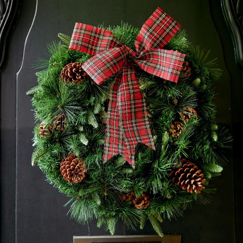 Load image into Gallery viewer, Decoris strik polyester schotse ruit -l22cm b26cm- met buigbaar draad

