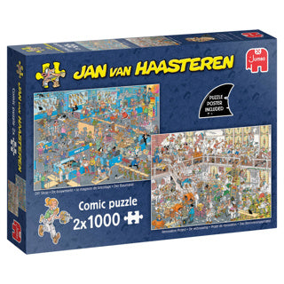 Load image into Gallery viewer, Jumbo jan van haasteren legpuzzel - de bouwmarkt en de verbouwing, 2x1000st.
