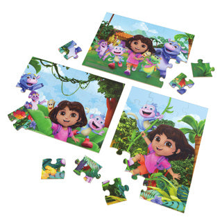 Load image into Gallery viewer, Dora 3pack houten puzzel in houten doos (3x24 stukjes) | 2 stuks
