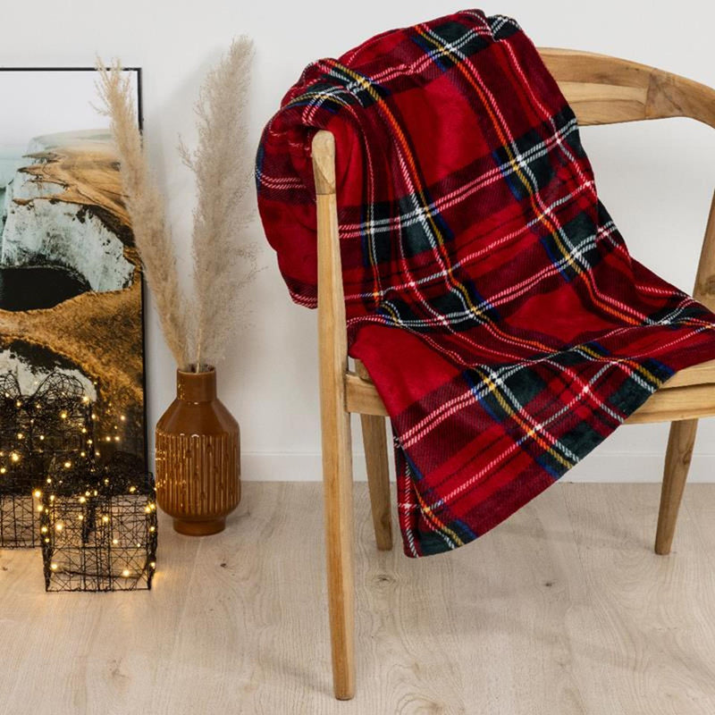 Afbeelding laden in galerijviewer, Decoris plaid polyester flanel ruit 150x200cm

