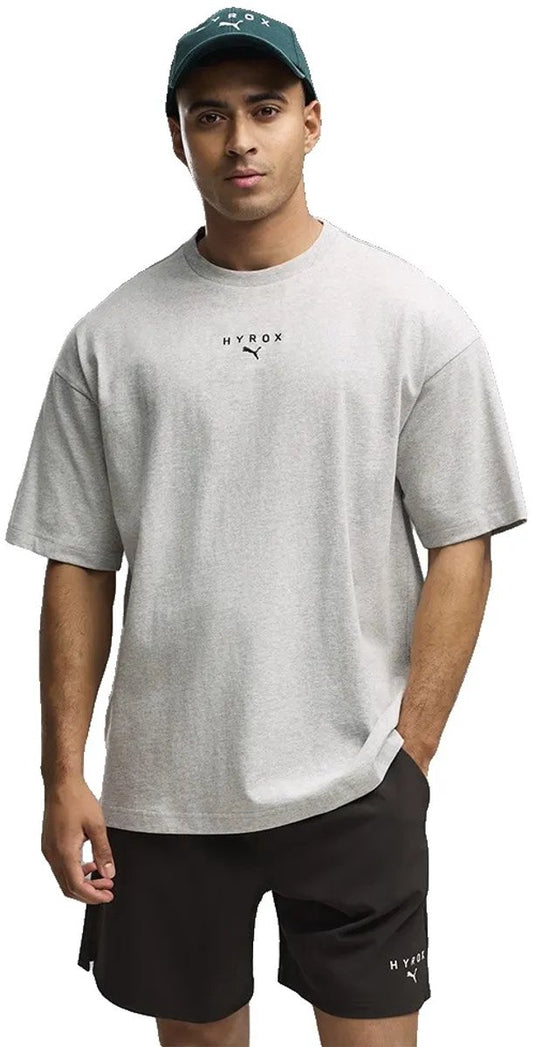 Puma x hyrox lifestyle t-shirt met korte mouwen grijs xl man